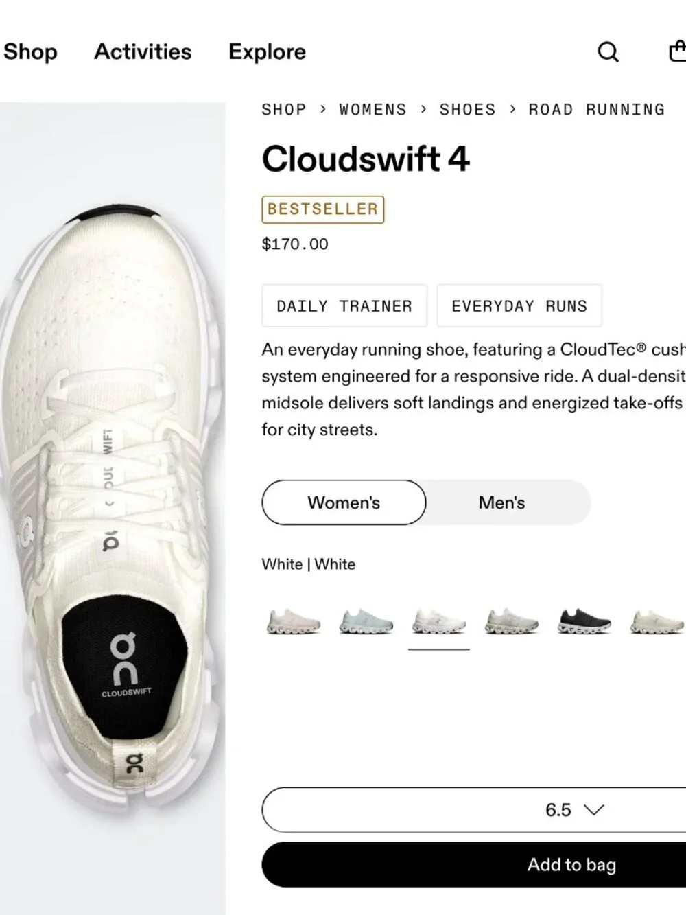 OnCloud Cloudswift 4 Women's size 6.5